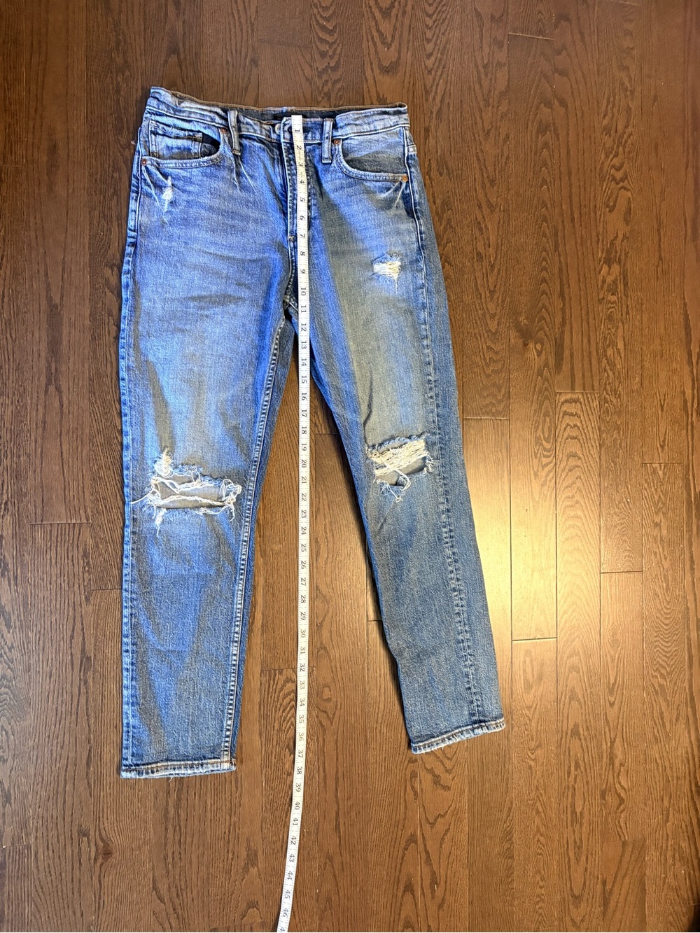 Distressed High-Rise Women's Jeans - Blue